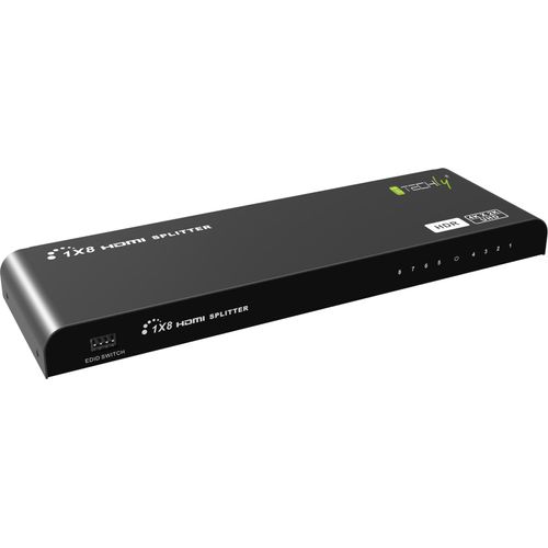 Techly IDATA HDMI2-4K8HDR, HDMI, 8x HDMI, 1 x HDMI, 3840 x 2160 Pixel, Schwarz, 5 m