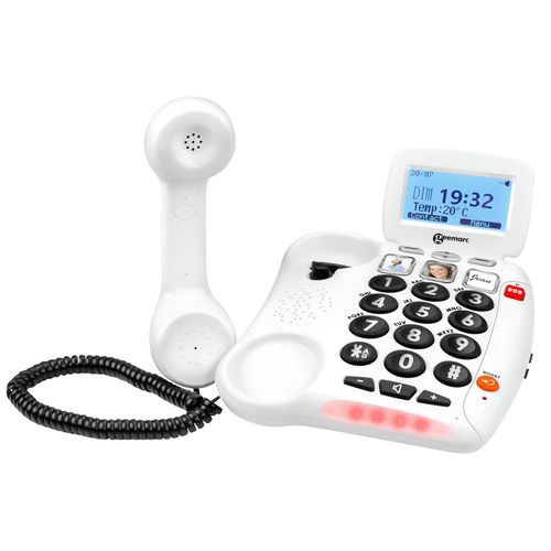 Geemarc, Seniorenhandy 40 dB mit SOS, hörgerätekompatibel, Transkription, Weiß