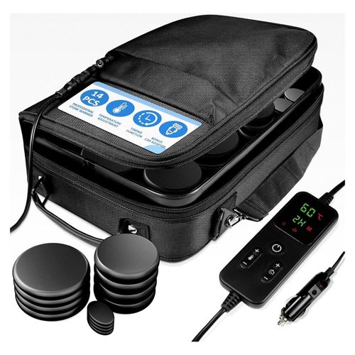 Professioneller Heizsteinwärmer, Massagesteinwärmer-Set, Tragbares Elektrisches Hot Stone Massage Set, 14 Stück Heiße Massagesteine aus Basalt, Für Massagetherapie, Entspannung und SPA-Behandlung