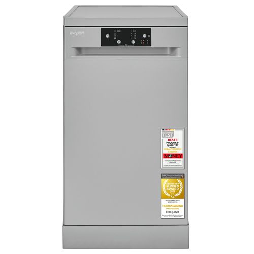 Geschirrspüler | Exquisit GSP9109-451D silber | 9 Maßgedecke | Eco Wasserverbrauch 10,0 L/Zyklus | 49 dB | Energieklasse D | Silber