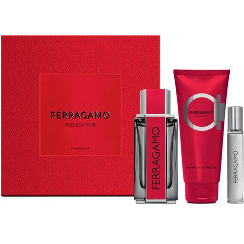 Ferragamo Red Leather gift set for men