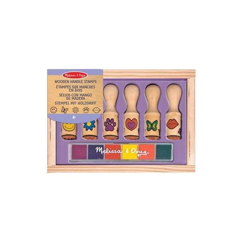 Melissa & Doug Wooden Handle Stamps Happy Handle Stamp Set