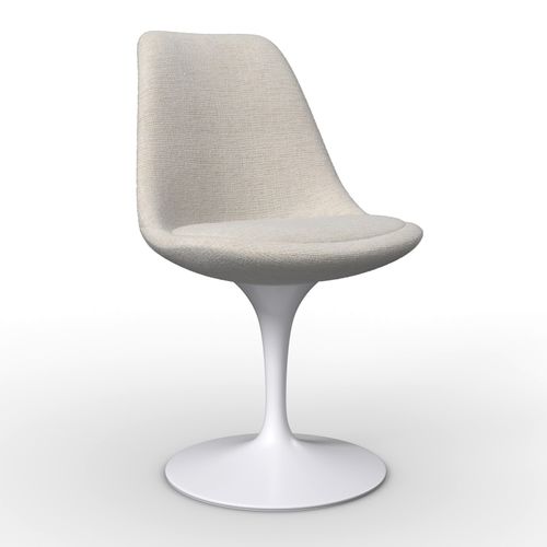 Stuhl Celia Beige/Weiß Leinenoptik Drehbar Gepolstert