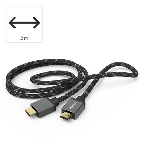 HAMA HDMI-Kabel "Ultra High Speed HDMI™-Kabel, Ultra-HD 7680 x 4320 (8K), Aluminium", schwarz, 200cmcm, Kabel, Lizenziert für HDMI™ Ultra High Speed, lizenziert von/durch: HDMI.org, HDMI-Kabel