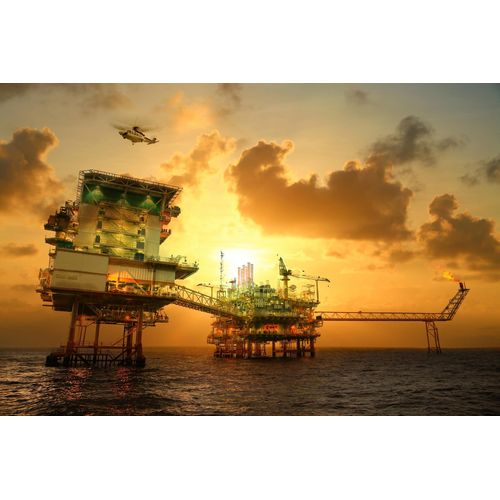 Fototapete PAPERMOON "BOHRPLATTFORM-OFFSHORE GOLF THAILAND ERDÖL GAS INSEL", bunt, B:2,5m L:1,86m, Vlies, Tapeten