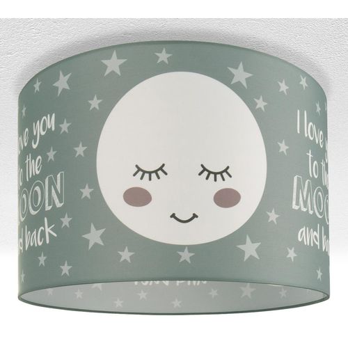 PACO HOME Deckenleuchte "Aleyna 103", weiß (grau), 1, Ø 45,5cm H: 29,5cm, Leuchten, Kinderlampe Deckenlampe LED Kinderzimmer Lampe Mond-Motiv, E27, Kinderlampe