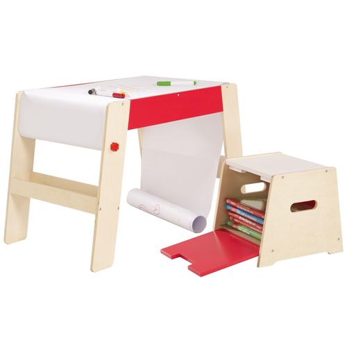 Malvorlage ROBA "Maltisch-Hockerkombination, natur/rot", bunt, Malvorlagen, KinderB:79cm H:50cm L:42cm, B:79cm H:50cm L:42cm