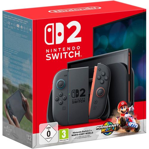 NINTENDO SWITCH 2 Spielekonsole "Switch 2 + Mario Kart World (DLC)", schwarz, B:27,2cm H:16,6cm T:1,39cm, Spielekonsolen, Nintendo Switch 2, Topseller