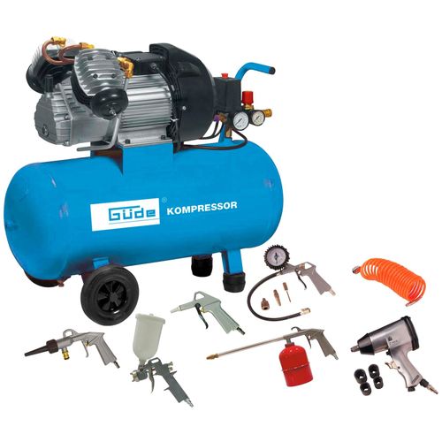 Kompressor GÜDE "Set 400/10/50 DG", blau (ohne farbbezeichnung), B:35cm H:63,5cm L:83,5cm, Kompressoren