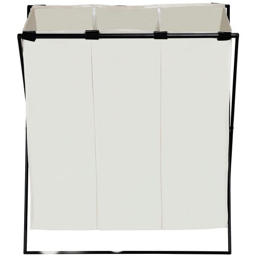 Wäschesortierer WENKO "Trio XL", beige (creme, schwarz), B:69cm H:76cm T:37cm, Polyester, Wäschesammler, Wäschesortierer