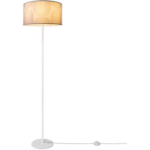 PACO HOME Stehlampe "Luca Pillar", weiß, Ø 38cm H: 144cm, Leuchten, Wohnzimmer Stehlampe Mit Schirm Büro Modern Retro Muster E27, Stehlampe