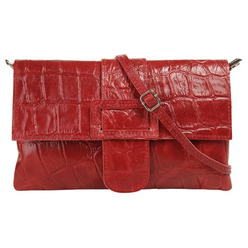 Abendtasche CLUTY, Damen, Gr. B/H/T: 29cm x 17cm x 2cm onesize, rot, Leder, Taschen Abendtasche, echt Leder, Made in Italy