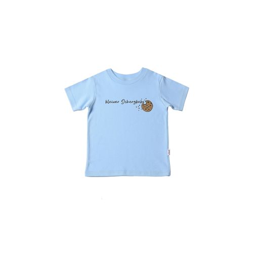 T-Shirt LILIPUT "Scherzkeks", Mädchen, Gr. 110/116, blau (hellblau), 100% Baumwolle, bedruckt, Rundhals, Shirts T-Shirt, aus reiner Bio-Baumwolle