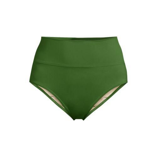 Bikinihose zum Umschlagen, High Waist, Damen,  Grün, Nylon-Mischung, by Lands' End
