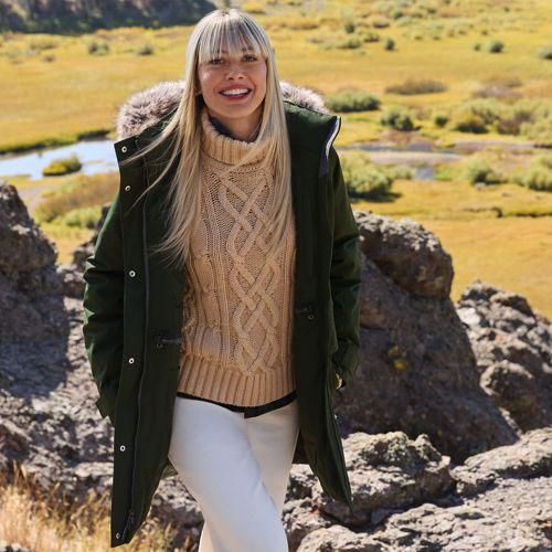 Zopfmuster-Rollkragenpullover DRIFTER, Damen,  Braun, Baumwolle, by Lands' End