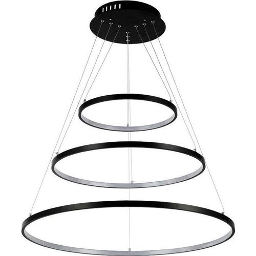 2130black-3 70x50x30 cm Eurotondisplay Black 2130-3 Ringe LED Pendelleuchte mit Fernbedienung Lichtfarbe und Helligkeit einstellbar