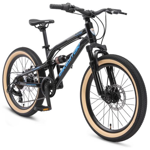 BIKESTAR Alu Kinder Jugend Mountainbike Vollgefedert, 7 Gang Shimano, 20 Zoll ab 6 - 7 Jahre | Fully MTB Scheibenbremse | Grün