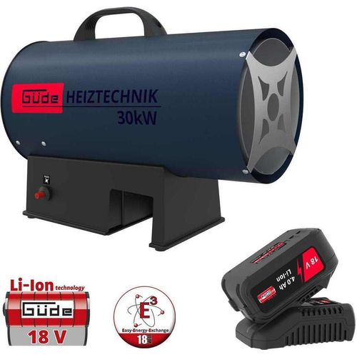 Güde Akku Gasheizgebläse GH 18 - 30 KW mit Akku 4.0 Ah & Scnell Ladegerät 3 A