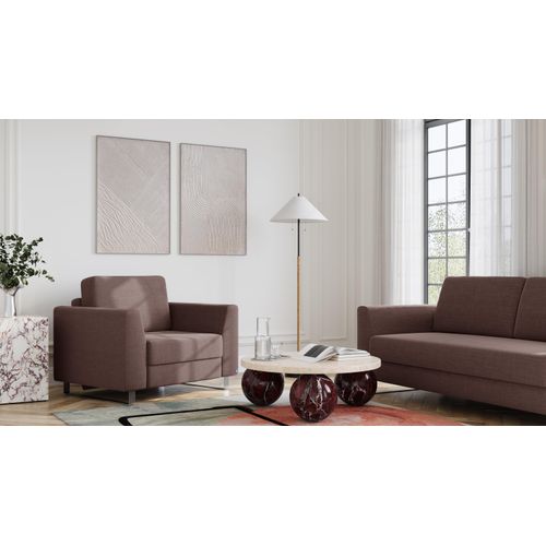 BRUNO Schlafsessel 70cm in Braun | praktische Größe | stabiles Massivholz & Boxspringkomfort