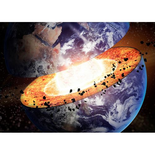 Fototapete PAPERMOON "ERDKERN STRUKTUR DER ERDE", bunt, B:2,5m L:1,86m, Vlies, Tapeten