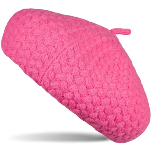 Baskenmütze STYLEBREAKER "Feinstrick Baskenmütze mit Flechtmuster", Damen, pink, Obermaterial: 100% Polyacryl PAN., Modisch, Mützen