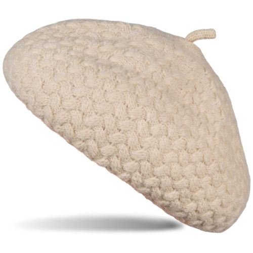 Baskenmütze STYLEBREAKER "Feinstrick Baskenmütze mit Flechtmuster", Damen, beige, Obermaterial: 100% Polyacryl PAN., Modisch, Mützen