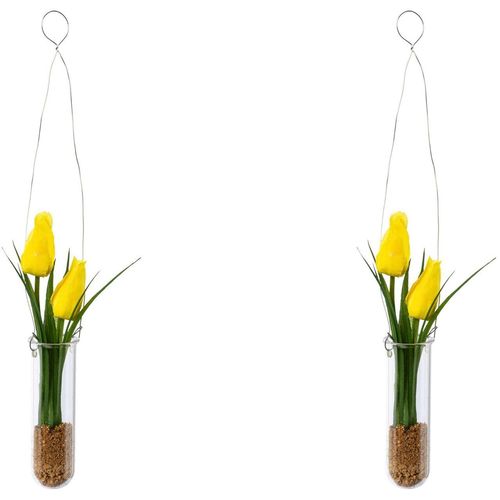 Kunstblume OTTO HOME "Tulpen in Hängevase", weiß, B:4cm H:35cm, Kunststoff, Kunstpflanzen