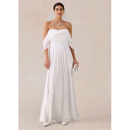 bonprix Brautkleid aus feinem Chiffon mit Drapierung, weiß, Gr.36, Elegantes Brautkleid in Maxi-Länge aus feinem Chiffon mit Drapierung