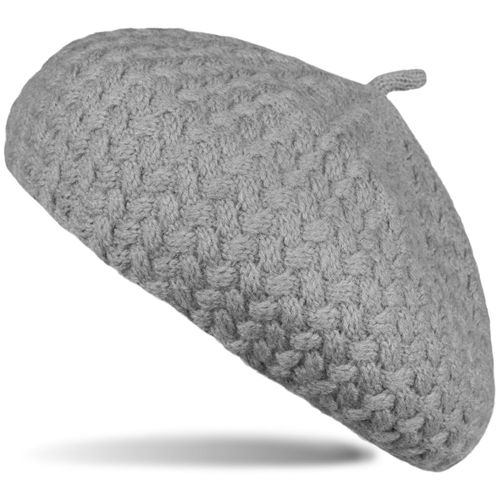 Baskenmütze STYLEBREAKER "Feinstrick Baskenmütze mit Flechtmuster", Damen, grau, Obermaterial: 100% Polyacryl PAN., Modisch, Mützen