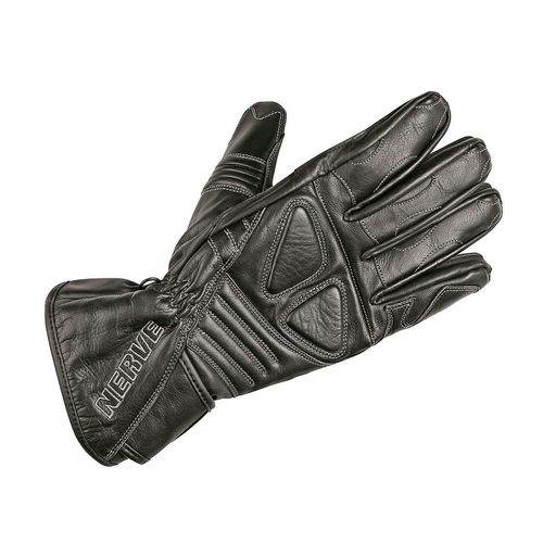 Motorradhandschuhe NERVE "Dark Leather" Gr. M, schwarz, Handschuhe, M, Polsterung über den Fingerknöcheln