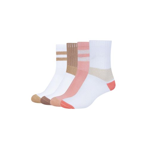 Socken CAMANO "Socken silky touch colourblock Lurex 4er Pack", Damen, Gr. 39-42, lantana, 72% Baumwolle, 20% Polyester, 6% Metallische Fasern, 2% Elasthan, Colorblocking, Socken Socken, 4er Pack Dezente Lurex-Details für einen edlen Look, Druckfreier Sitz