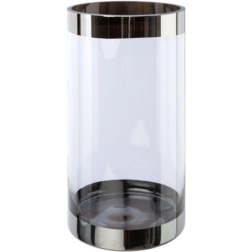 Bodenvase CREATIV DECO, transparent, H:30cm Ø:15cm, Glas, Vasen, Bodenvase, mit silberfarbenen Absetzungen