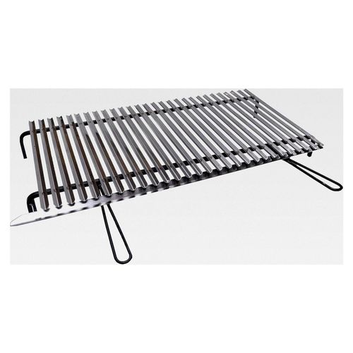 Grillrost für Kamin | aus Stahl | Edelstahl-Grillrost mit Ölrückgewinnung (100 x 50 cm)