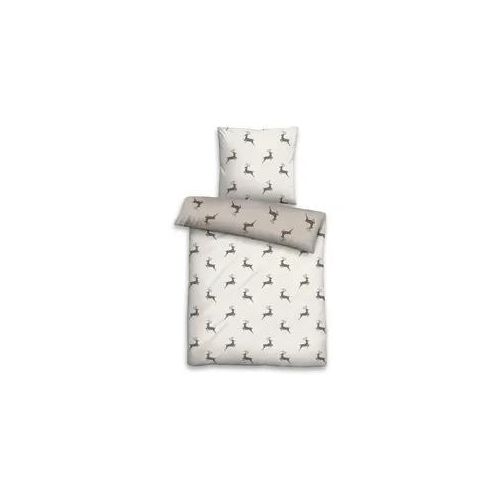 Wendebettwäsche BIBERNA Gr. 2, beige, B/L: 155cm x 200cm, Flanell,Feinflanell, B/L: 80cm x 80cm, 1 Stk., Flanell;Feinflanell, 100% Baumwolle, Bettwäsche, Wendebettwäsche