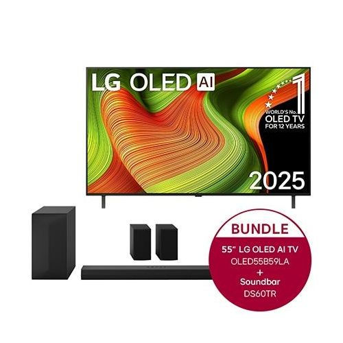 LG 55″ OLED AI B5 4K Smart TV + 5.1Kanal Home Theater Soundbar DS60TR mit SurroundSound und hinteren Lautsprechern OLED55B59LA.DS60TR