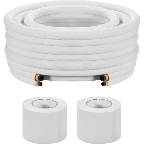 Kältemittelleitung - Leitungssatz für Split- & Mini-Split-Klimaanlagen - Länge 30,48 m - Kupfer Doppelleitung 6,4/9,5 mm - PE-Isolierung - Mit Bördelmuttern - Für Wärmepumpen