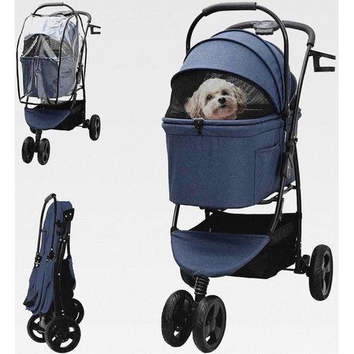 Faltbarer Haustierwagen Verstellbar Blau 78 x 54 x 101 cm,Tier- & Haustierbedarf,Haustierbedarf,Pet-Stroller,Blau,9.02 KG,42012439