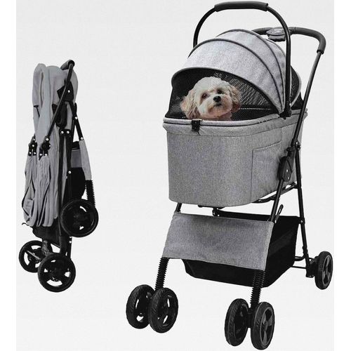 Faltbarer Haustierwagen Grau 81 x 47 x 99 cm 600D Ox Stoff,Tier- & Haustierbedarf,Haustierbedarf,Pet-Stroller,Grau,8.24 KG,42012436