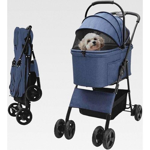 Faltbarer Haustierwagen Blau 81 x 47 x 99 cm 600D Ox Stoff,Tier- & Haustierbedarf,Haustierbedarf,Pet-Stroller,Blau,8.24 KG,42012434