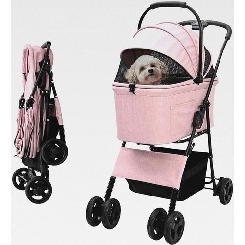 Faltbarer Haustierwagen Rosa 81 x 47 x 99 cm 600D Ox Stoff,Tier- & Haustierbedarf,Haustierbedarf,Pet-Stroller,Rosa,8.24 KG,42012432