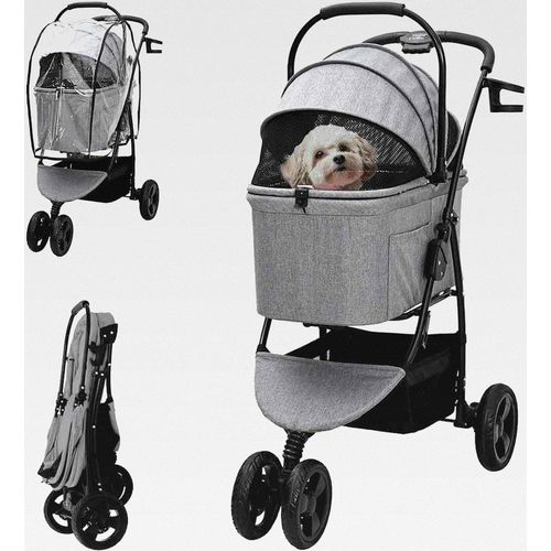 Faltbarer Haustierwagen Verstellbar Grau 78 x 54 x 101 cm,Tier- & Haustierbedarf,Haustierbedarf,Pet-Stroller,Grau,9.02 KG,42012441