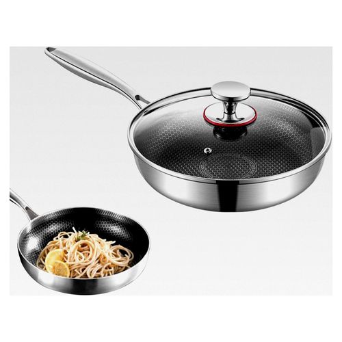 Antihaft | Spülmaschinengeeignetes Kochgeschirr mit Deckel - Edelstahl, geeignet für Induktion und Gasherd, für Innen- und Außenbereich