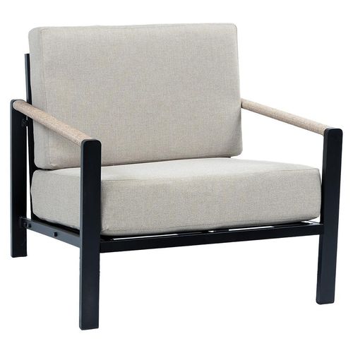 Lounge-Sessel Nosso | Aluminium & Textil | Schwarz/Sand | 2er Set