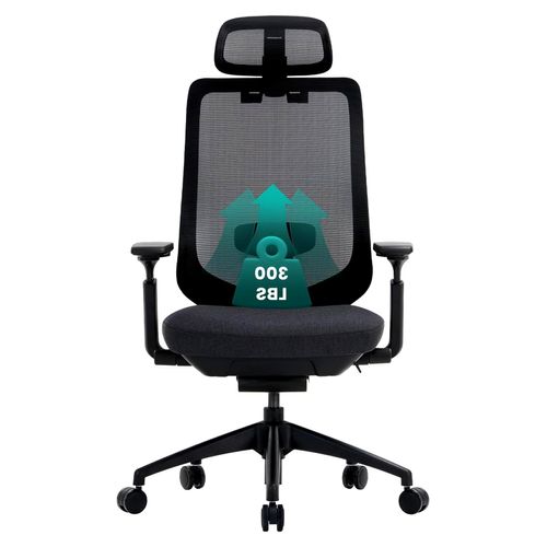 Ergonomischer Netz-Bürostuhl mit hoher Rückenlehne, verstellbarer Kopfstütze und 4D-Armlehnen, Schiebesitz, Kippsperre, Nylon-Basis, Schwarz