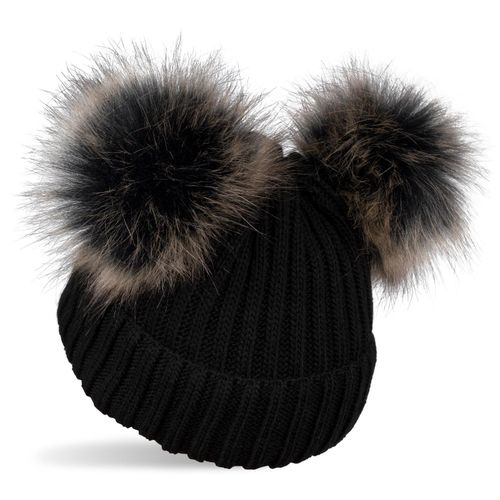 Bommelmütze STYLEBREAKER "Kinder Bommelmütze mit zwei Bommel", Jungen, schwarz, 100% Polyacryl PAN., Modisch, Mützen