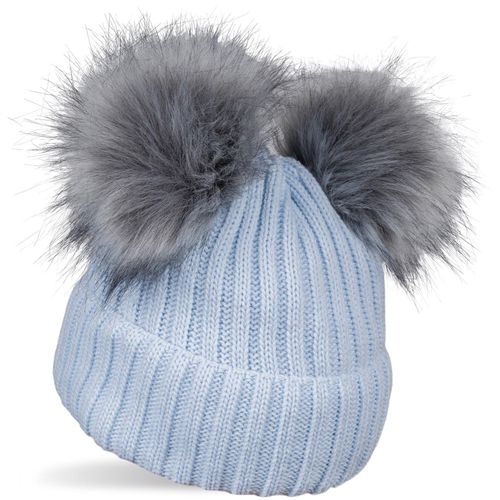 Bommelmütze STYLEBREAKER "Kinder Bommelmütze mit zwei Bommel", Jungen, blau (hellblau), 100% Polyacryl PAN., Modisch, Mützen