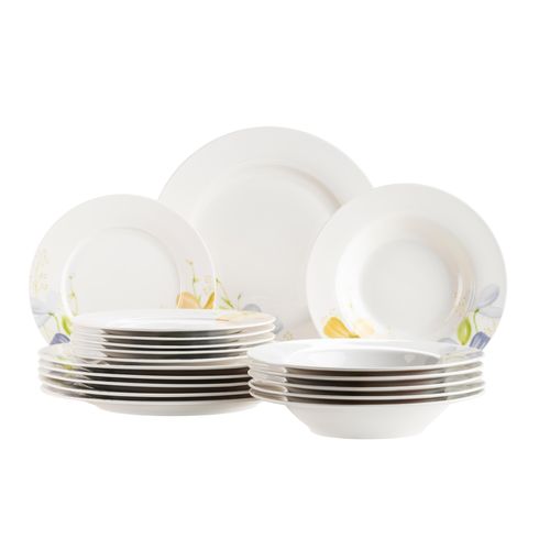 Tafelservice MÄSER "Zibal", weiß, 18 tlg., Porzellan, Geschirr-Sets, Tafelservice, Teller Set