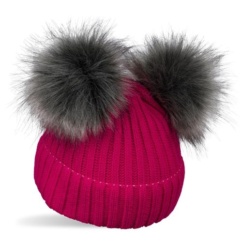Bommelmütze STYLEBREAKER "Kinder Bommelmütze mit zwei Bommel", Jungen, pink, 100% Polyacryl PAN., Modisch, Mützen