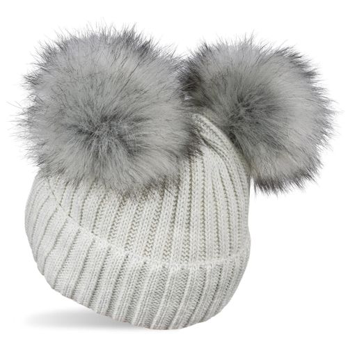 Bommelmütze STYLEBREAKER "Kinder Bommelmütze mit zwei Bommel", Jungen, grau (hellgrau), 100% Polyacryl PAN., Modisch, Mützen