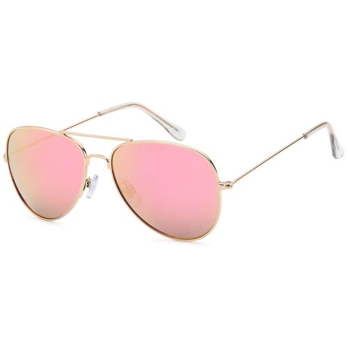 Pilotenbrille STYLEBREAKER "Kinder Pilotenbrille 4 bis 10 Jahre", Jungen, pink (gestell gold, glas pink verspiegelt), Modisch, Sonnenbrillen